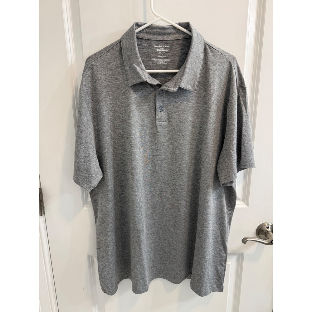 Members Mark Mens Favorite Soft Polo Shirt XXL Grey Heather Stretch NWOT